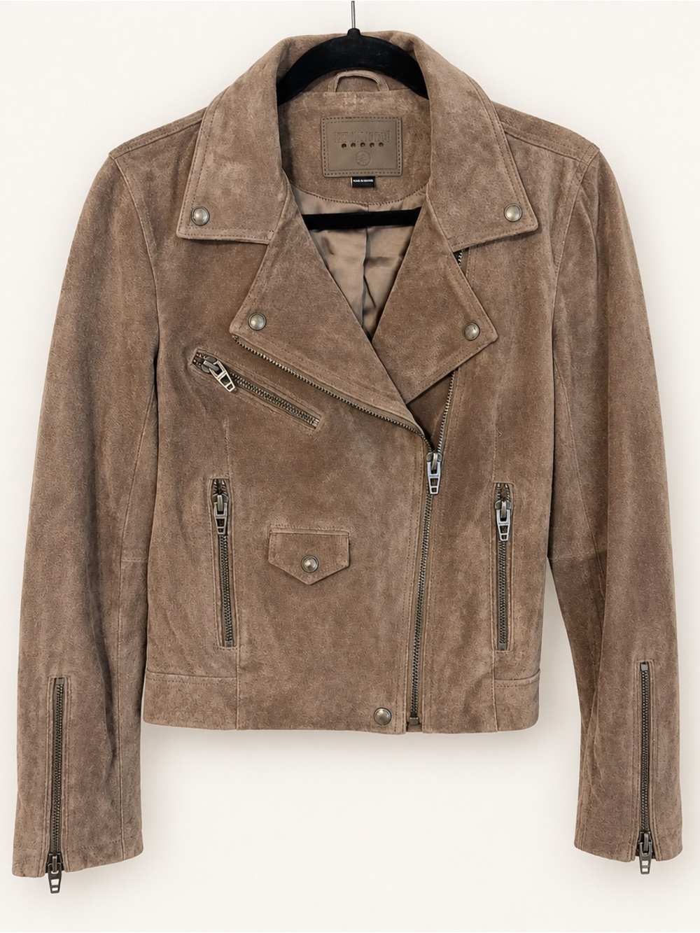 BLANKNYC Genuine Suede Taupe Moto Jacket Size Small